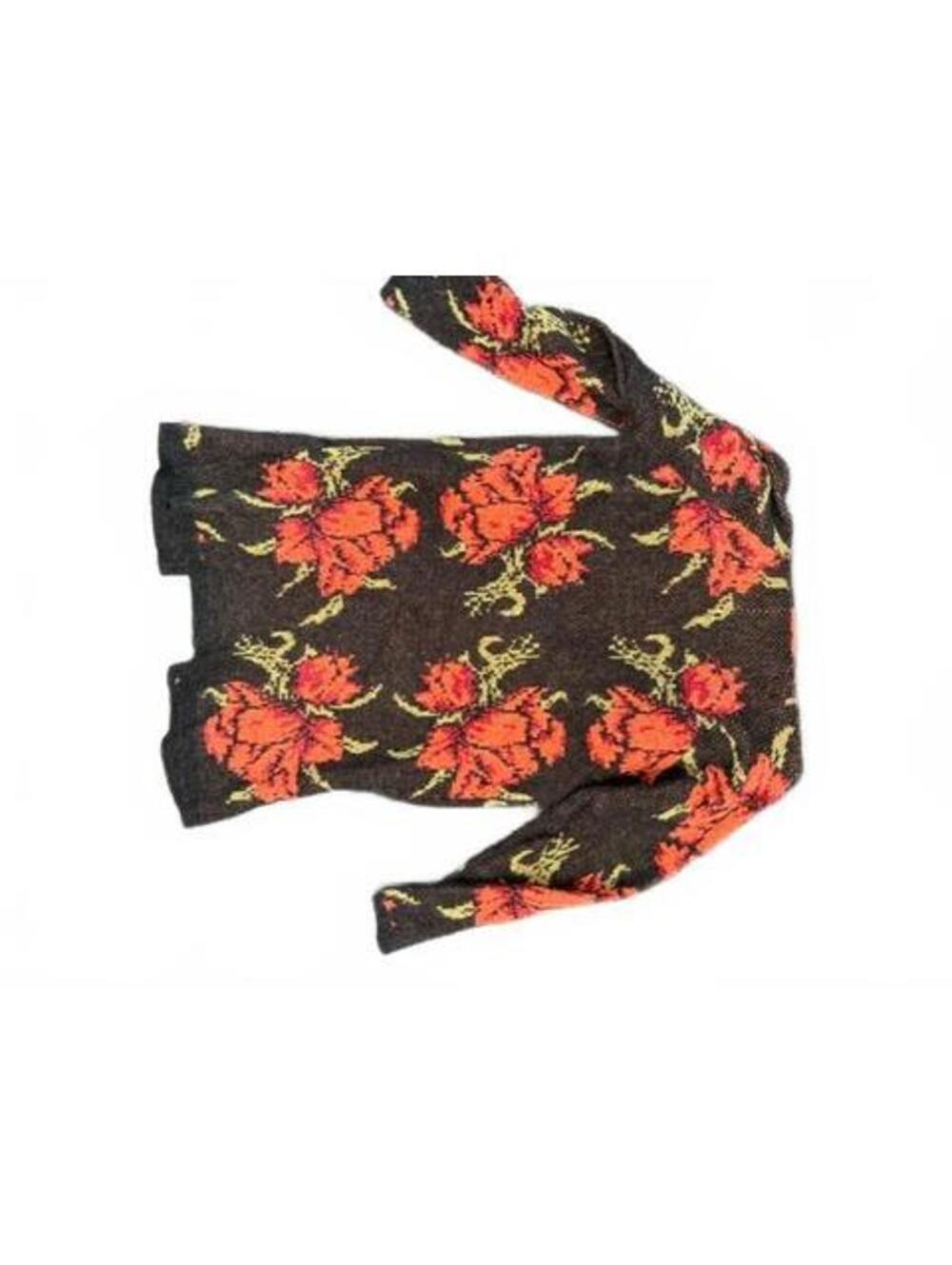 New Free People Women's Black Flower Power Cardigan in Intarsia Knit Large - Picture 6 of 7